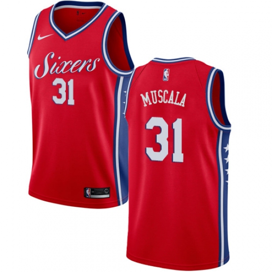 Men's Nike Philadelphia 76ers #31 Mike Muscala Swingman Red NBA Jersey Statement Edition - Ujersey