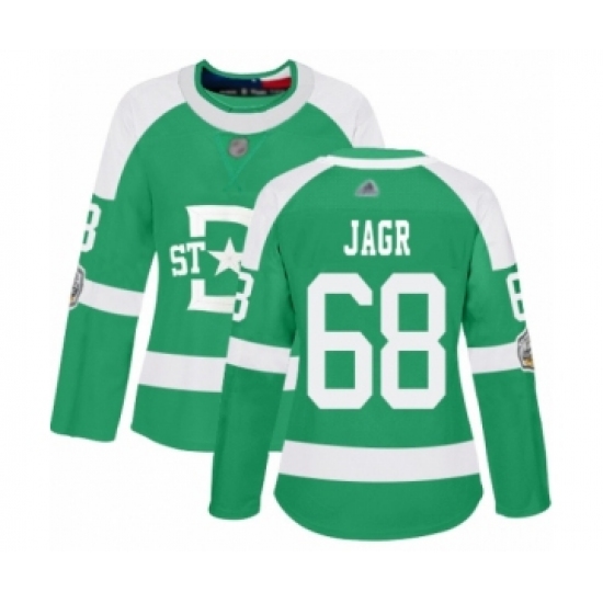 Women's Dallas Stars #68 Jaromir Jagr Authentic Green 2020 Winter Classic Hockey Jersey - Ujersey