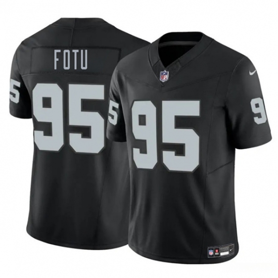 Men's Las Vegas Raiders #95 Leki Fotu Black 2025 F.U.S.E. Vapor Football Stitched Jersey - Ujersey