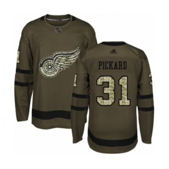 Youth Detroit Red Wings #31 Calvin Pickard Authentic Green Salute to Service Hockey Jersey - Ujersey