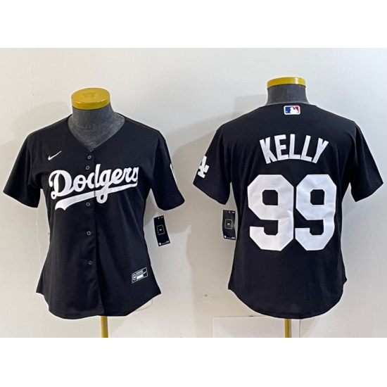 Women's Los Angeles Dodgers #99 Joe Kelly Black Stitched Cool Base Nike Jersey