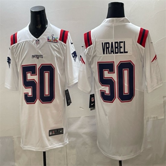 Men's New England Patriots #50 Mike Vrabel White With Super Bowl LX Vapor Limited Stitched Football Jersey - ujerseystore
