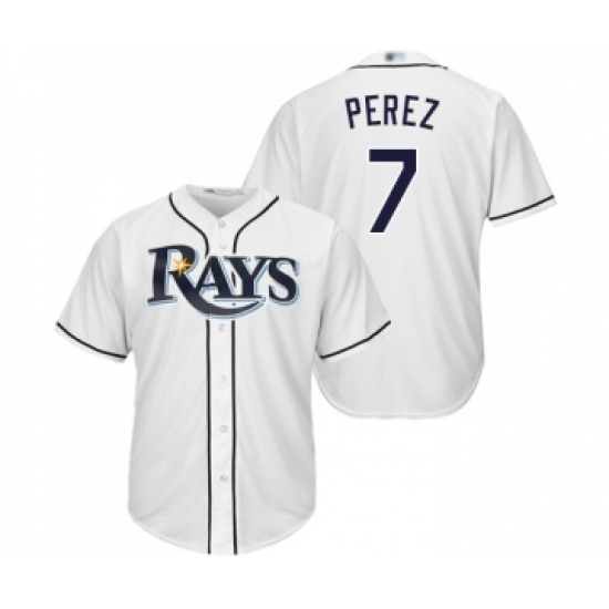 Youth Tampa Bay Rays #7 Michael Perez Replica White Home Cool Base Baseball Jersey - Ujersey