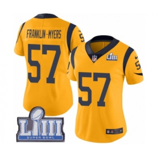 Women's Nike Los Angeles Rams #57 John Franklin-Myers Limited Gold Rush Vapor Untouchable Super Bowl LIII Bound NFL Jersey - Ujersey