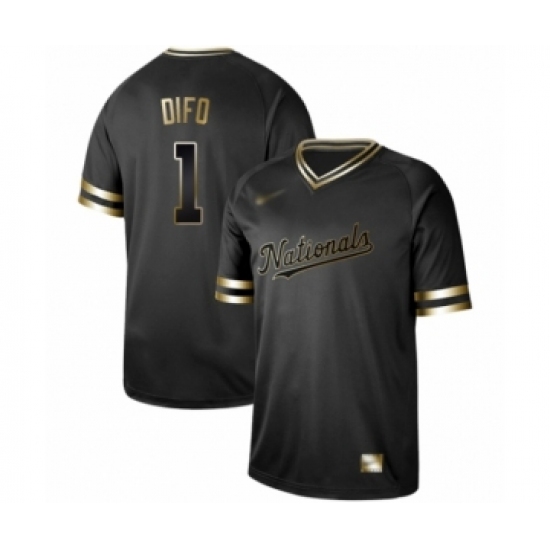 Men's Washington Nationals #1 Wilmer Difo Authentic Black Gold Fashion Baseball Jersey - Ujersey