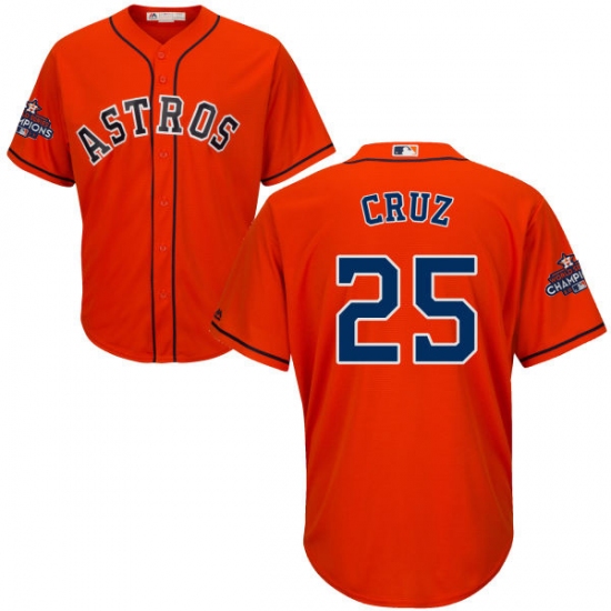Youth Majestic Houston Astros #25 Jose Cruz Jr. Authentic Orange Alternate 2017 World Series Champions Cool Base MLB Jersey - Ujersey