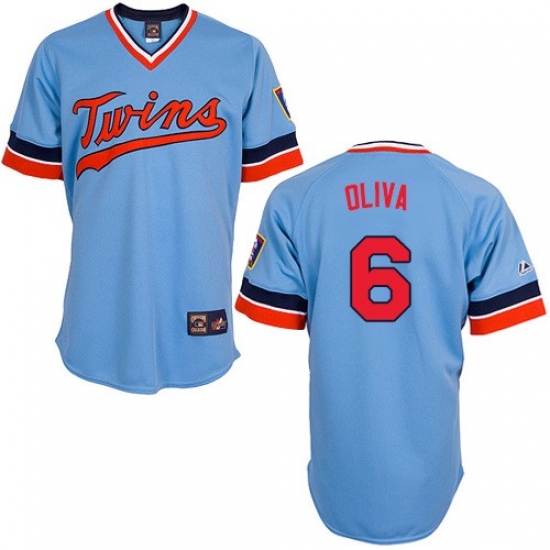 Men's Majestic Minnesota Twins #6 Tony Oliva Replica Light Blue Cooperstown Throwback MLB Jersey - Ujersey