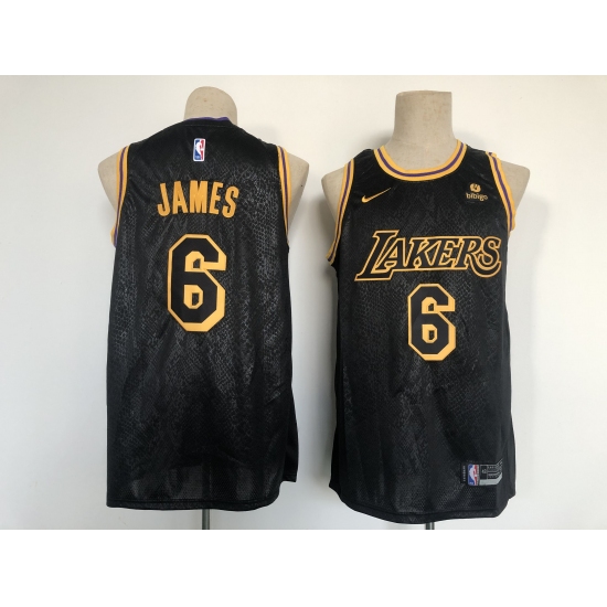 Men's Nike Los Angeles Lakers #6 LeBron James Black City Player Jersey - Ujersey