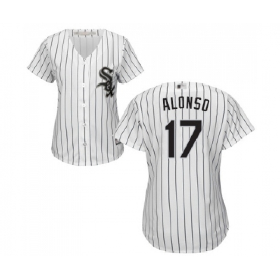 Women's Chicago White Sox #17 Yonder Alonso Replica White Home Cool Base Baseball Jersey - Ujersey