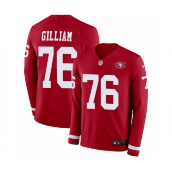 Youth Nike San Francisco 49ers #76 Garry Gilliam Limited Red Therma Long Sleeve NFL Jersey - Ujersey