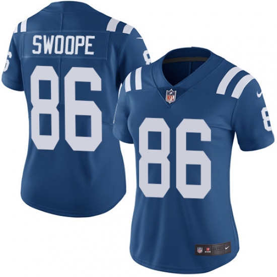 Women's Nike Indianapolis Colts #86 Erik Swoope Royal Blue Team Color Vapor Untouchable Limited Player NFL Jersey - Ujersey