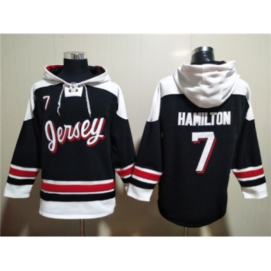 Men's New Jersey Devils #7 Dougie Hamilton Black White Ageless Must-Have Lace-Up Pullover Hoodie - Ujersey