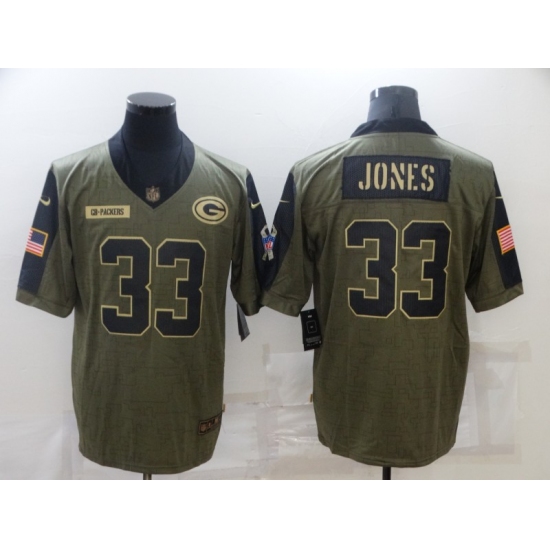 Men's Green Bay Packers #33 Aaron Jones Nike Olive 2021 Salute To Service Limited Player Jersey - Ujersey