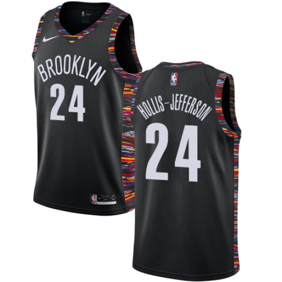 Men's Nike Brooklyn Nets #24 Rondae Hollis-Jefferson Swingman Black NBA Jersey - 2018 19 City Edition - Ujersey