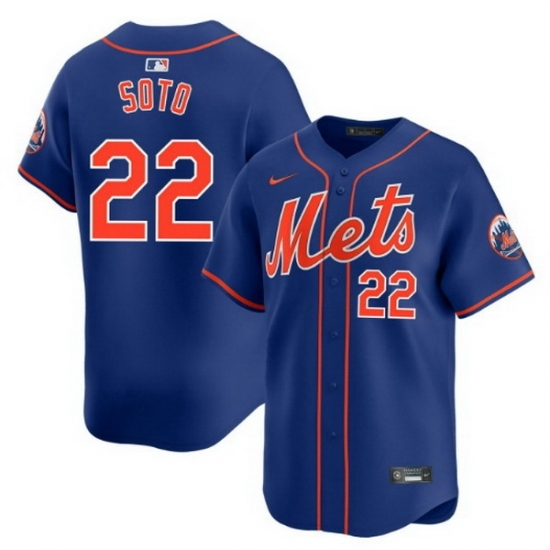 Men New York Mets Juan Soto #22 Blue Flex Base Stitched MLB Jersey - Ujersey