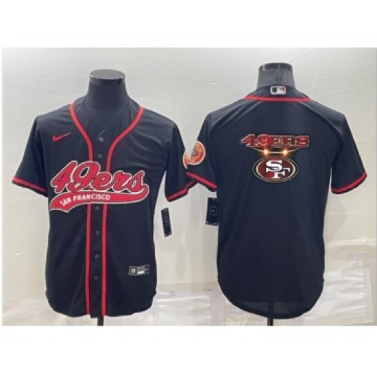 Men's San Francisco 49ers Black Team Big Logo With Patch Cool Base Stitched Baseball Jersey - Ujersey