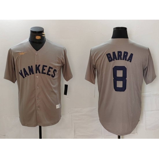 Men's New York Yankees #8 Barra Name Grey Stitched Nike Throwback Jersey - Ujersey