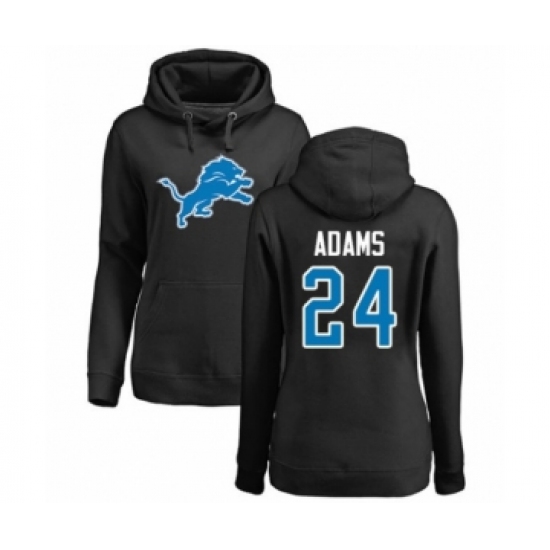 Football Women's Detroit Lions #24 Andrew Adams Black Name & Number Logo Pullover Hoodie