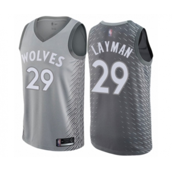 Women's Minnesota Timberwolves #29 Jake Layman Swingman Gray Basketball Jersey - City Edition - Ujersey