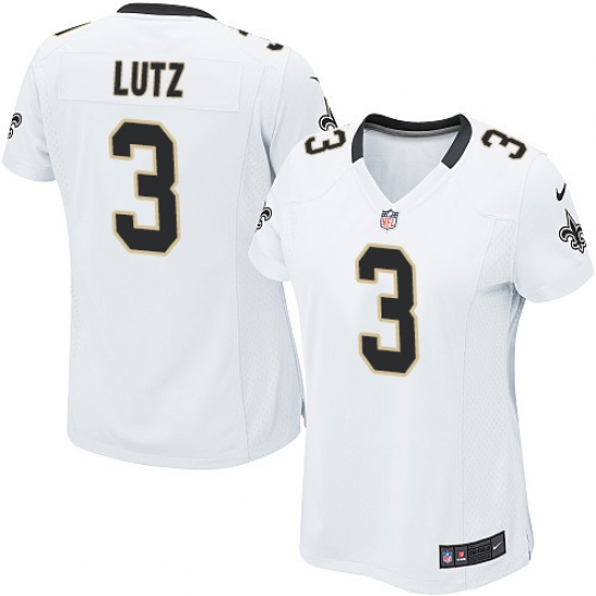 Women's Nike New Orleans Saints #3 Will Lutz Game White NFL Jersey - Ujersey