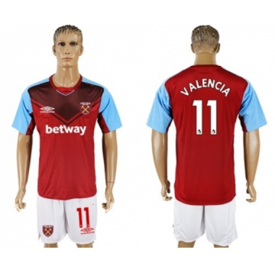 West Ham United #11 Valencia Home Soccer Club Jersey