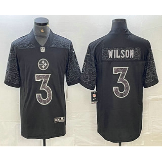 Men's Pittsburgh Steelers #3 Russell Wilson Black Reflective Limited Stitched Football Jersey - Ujersey