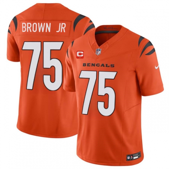 Men's Cincinnati Bengals #75 Orlando Brown Jr. Orange 2024 F.U.S.E With 1-star C Vapor Untouchable Limited Football Stitched Jersey - Ujersey