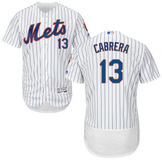 Men's Majestic New York Mets #13 Asdrubal Cabrera White Home Flex Base Authentic Collection MLB Jersey - Ujersey