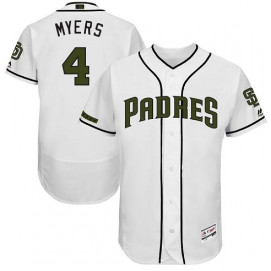 Men's Majestic San Diego Padres #4 Wil Myers White Memorial Day Authentic Collection Flex Base MLB Jersey - Ujersey