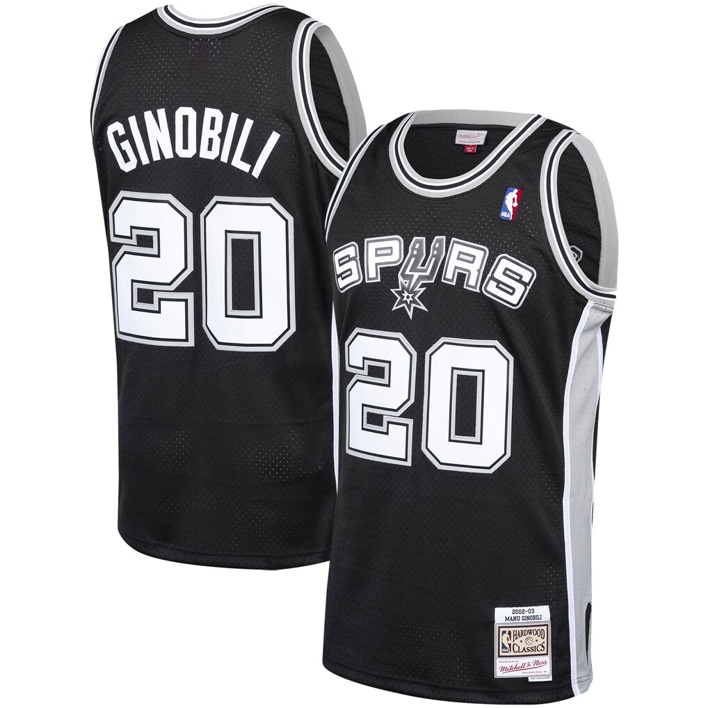 Men's San Antonio Spurs Manu Ginobili Mitchell & Ness Black Hardwood Classics Swingman Jersey - Ujersey Shop