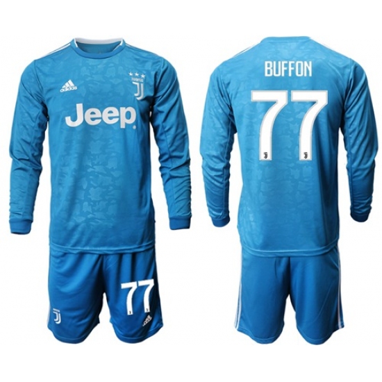 Juventus #77 Buffon Third Long Sleeves Soccer Club Jersey