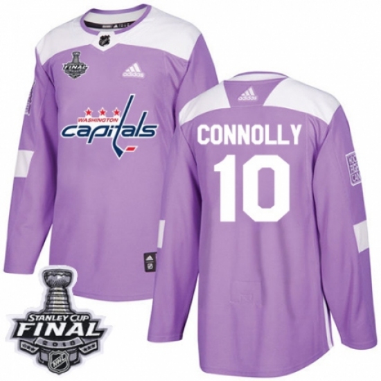 Men's Adidas Washington Capitals #10 Brett Connolly Authentic Purple Fights Cancer Practice 2018 Stanley Cup Final NHL Jersey - Ujersey