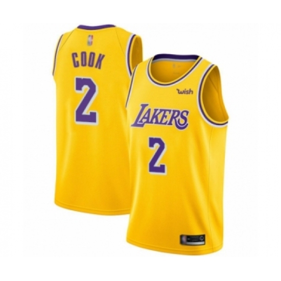 Youth Los Angeles Lakers #2 Quinn Cook Swingman Gold Basketball Jersey - Icon Edition - Ujersey