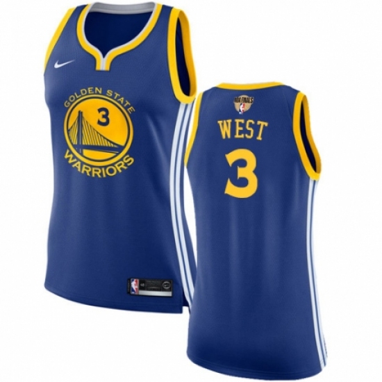 Women's Nike Golden State Warriors #3 David West Authentic Royal Blue Road 2018 NBA Finals Bound NBA Jersey - Icon Edition - Ujersey