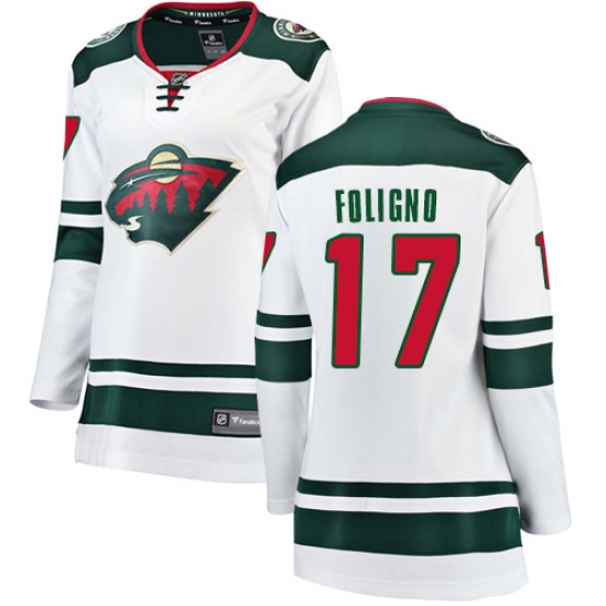 Women's Minnesota Wild #17 Marcus Foligno Authentic White Away Fanatics Branded Breakaway NHL Jersey - Ujersey