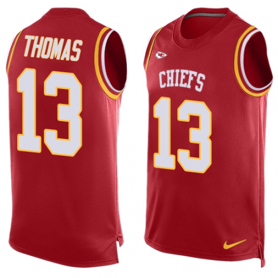 Men's Nike Kansas City Chiefs #13 De'Anthony Thomas Limited Red Player Name & Number Tank Top NFL Jersey - Ujersey
