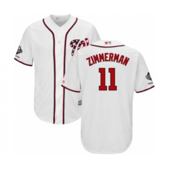 Youth Washington Nationals #11 Ryan Zimmerman Authentic White Home Cool Base 2019 World Series Champions Baseball Jersey - Ujersey