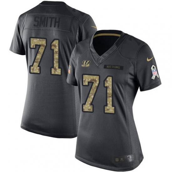 Women's Nike Cincinnati Bengals #71 Andre Smith Limited Black 2016 Salute to Service NFL Jersey - Ujersey