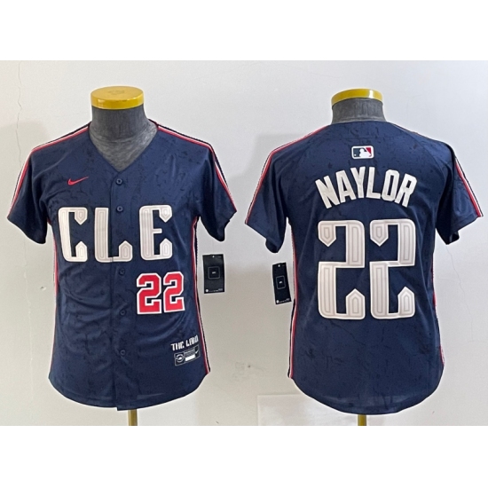 Youth Cleveland Guardians #22 Josh Naylor Number Navy 2024 City Connect Limited Stitched Jerseys - Ujersey