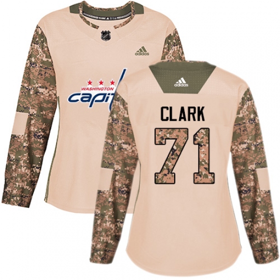 Women's Adidas Washington Capitals #71 Kody Clark Authentic Camo Veterans Day Practice NHL Jersey - Ujersey