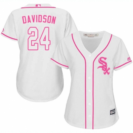 Women's Majestic Chicago White Sox #24 Matt Davidson Replica White Fashion Cool Base MLB Jersey - Ujersey