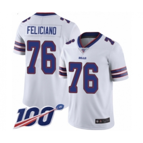Men's Buffalo Bills #76 Jon Feliciano White Vapor Untouchable Limited Player 100th Season Football Jersey - Ujersey