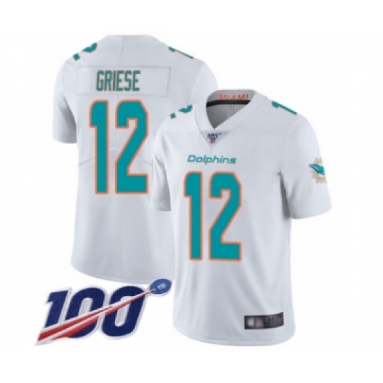 Men's Miami Dolphins #12 Bob Griese White Vapor Untouchable Limited Player 100th Season Football Jersey - Ujersey