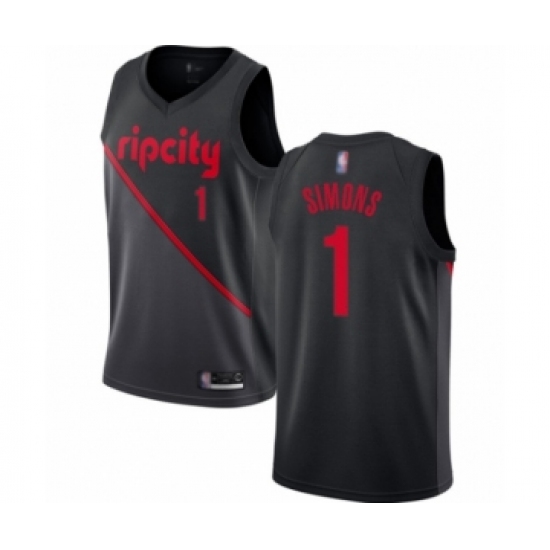 Youth Portland Trail Blazers #1 Anfernee Simons Swingman Black Basketball Jersey - 2018 19 City Edition - Ujersey