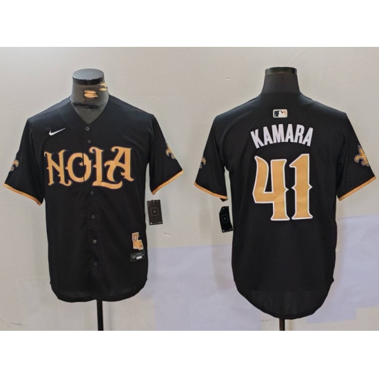 Men's New Orleans Saints #41 Alvin Kamara Black Cool Base Stitched Baseball Jersey - Ujersey