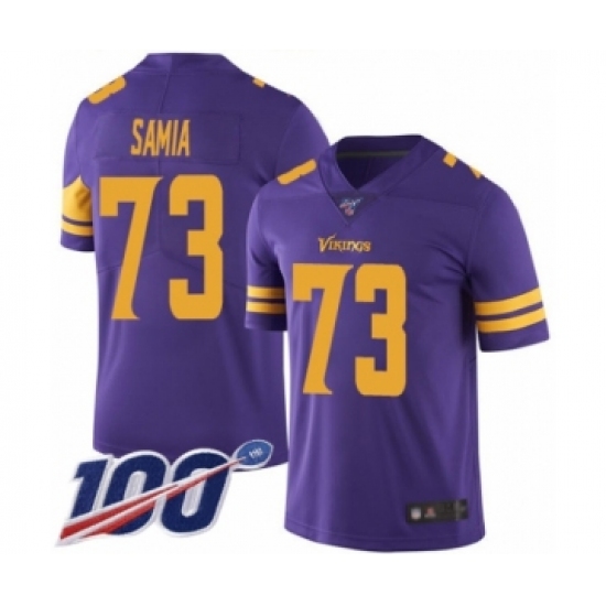 Men's Minnesota Vikings #73 Dru Samia Limited Purple Rush Vapor Untouchable 100th Season Football Jersey - Ujersey