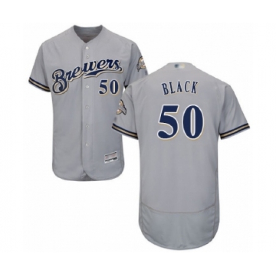 Men's Milwaukee Brewers #50 Ray Black Grey Road Flex Base Authentic Collection Baseball Player Jersey - Ujersey
