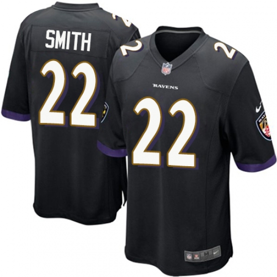 Men's Nike Baltimore Ravens #22 Jimmy Smith Game Black Alternate NFL Jersey - Ujersey