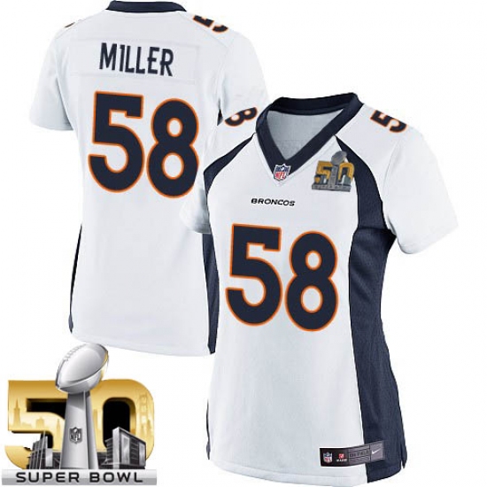 Women's Nike Denver Broncos #58 Von Miller Elite White Super Bowl 50 Bound NFL Jersey - Ujersey