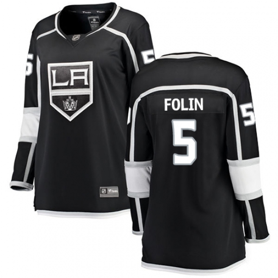 Women's Los Angeles Kings #5 Christian Folin Authentic Black Home Fanatics Branded Breakaway NHL Jersey - Ujersey